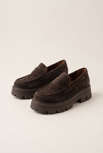 Chunky Sole Loafers Penny - Brown Suede