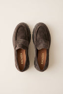 Chunky Sole Loafers Penny - Brown Suede
