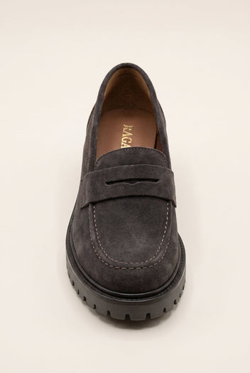 Chunky Sole Loafers Penny - Brown Suede