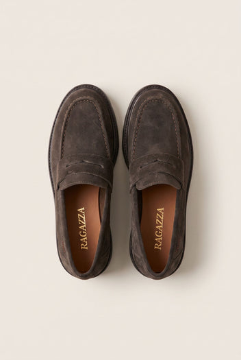 Chunky Sole Loafers Penny - Brown Suede
