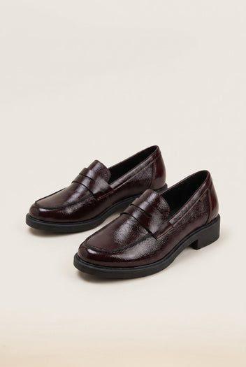 Chunky Sole Loafers Penny - Burgundy Patent