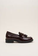 Loafers με λεπτομέρεια κρόσσια - Μπορντώ Λουστρίνι