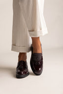 Loafers με λεπτομέρεια κρόσσια - Μπορντώ Λουστρίνι