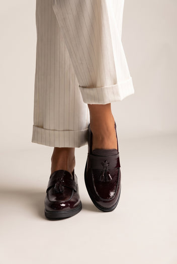 Loafers Fringe Detail - Burgundy Patent
