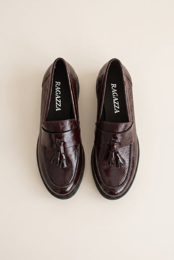Loafers Fringe Detail - Burgundy Patent