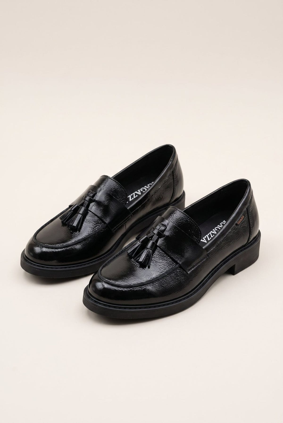 Loafers Fringe Detail - Black Patent