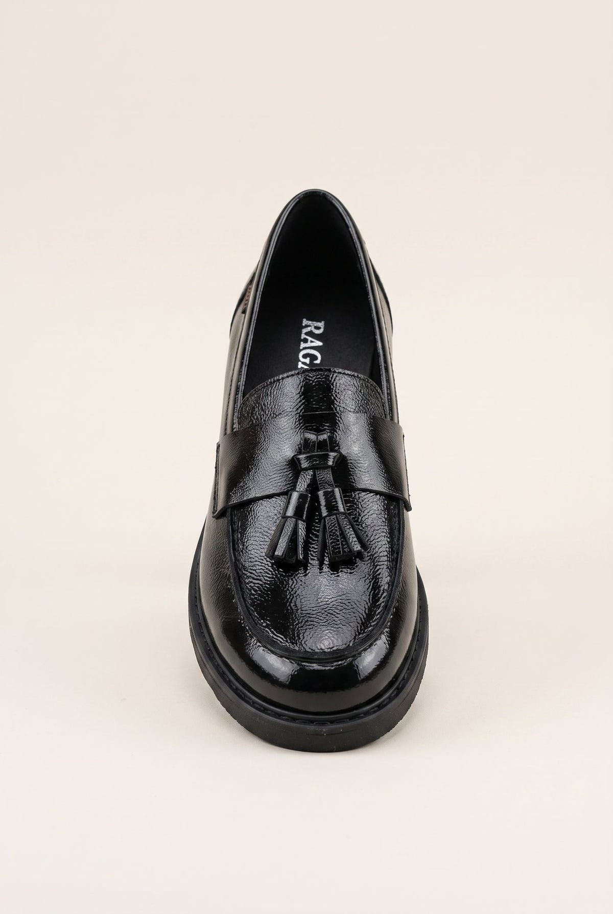 Loafers Fringe Detail - Black Patent