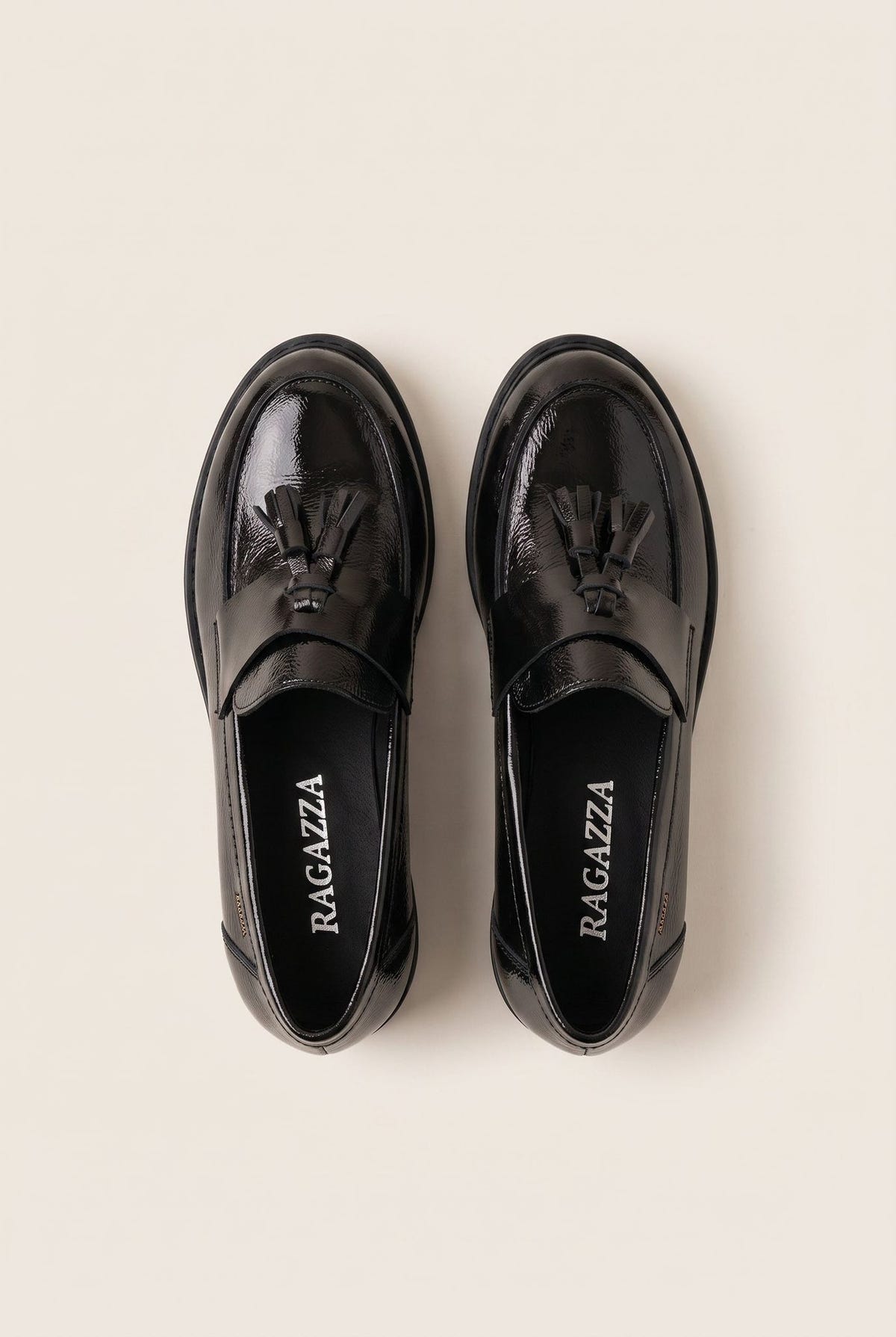 Loafers Fringe Detail - Black Patent