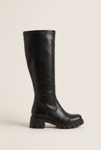 Stiefel mit Chunky-Sohle und Blockabsatz - Schwarz Matt
