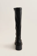 Boots Chunky Sole Block Heel - Black Matte