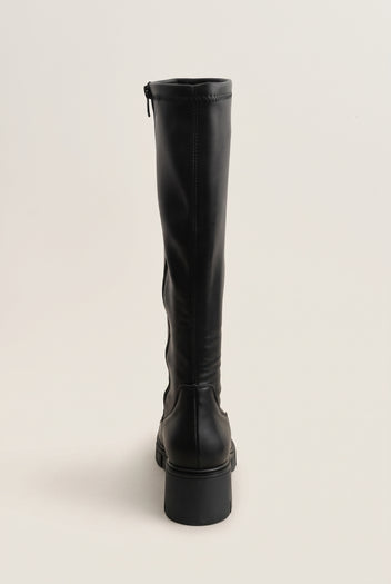 Stiefel mit Chunky-Sohle und Blockabsatz - Schwarz Matt