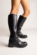 Stiefel mit Chunky-Sohle und Blockabsatz - Schwarz Matt