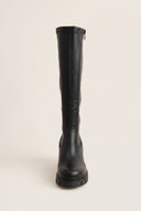 Boots Chunky Sole Block Heel - Black Matte