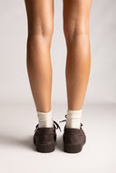Platform Loafers Lace Up - Brown Suede