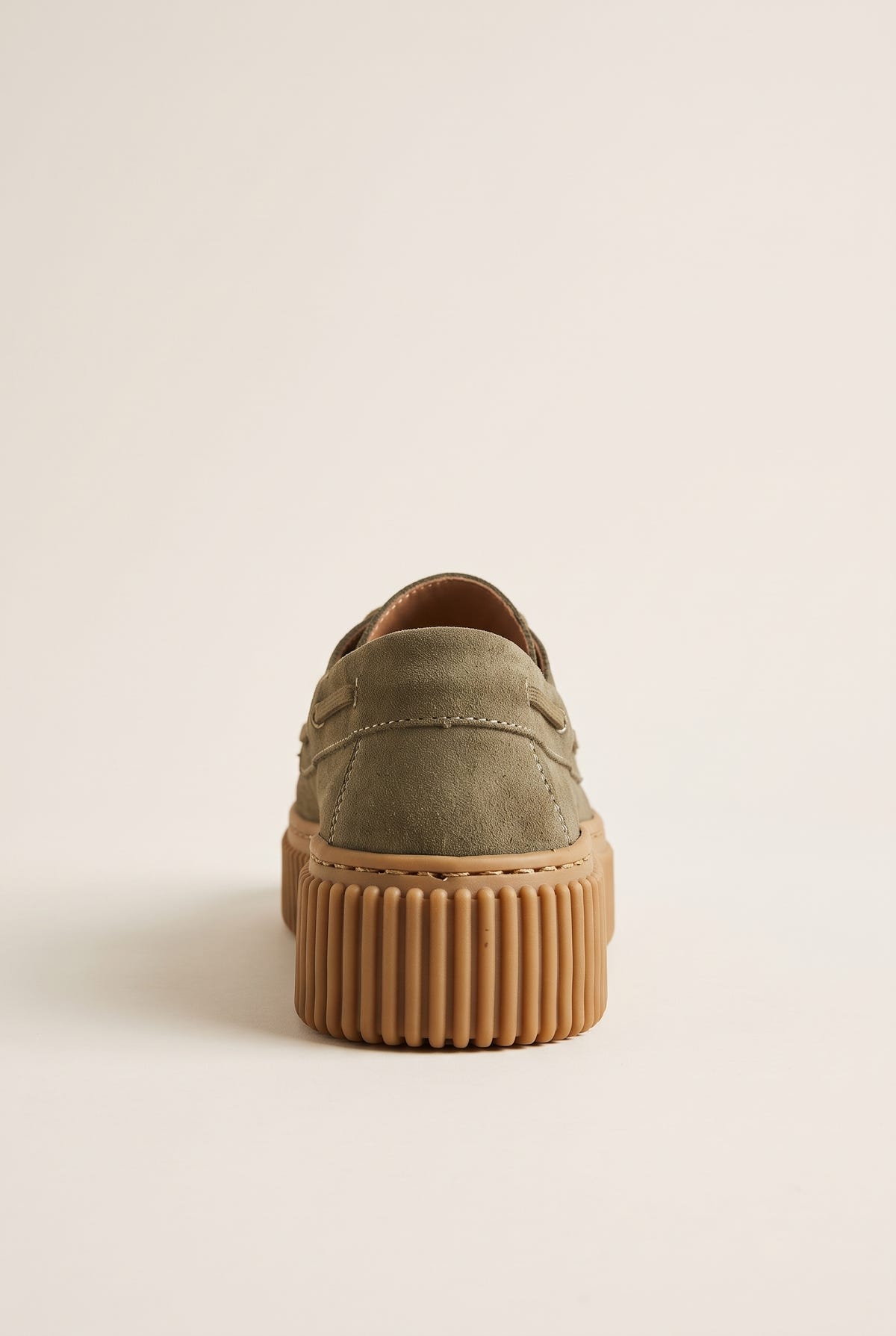 Mocassins plateforme à lacets - Daim Olive