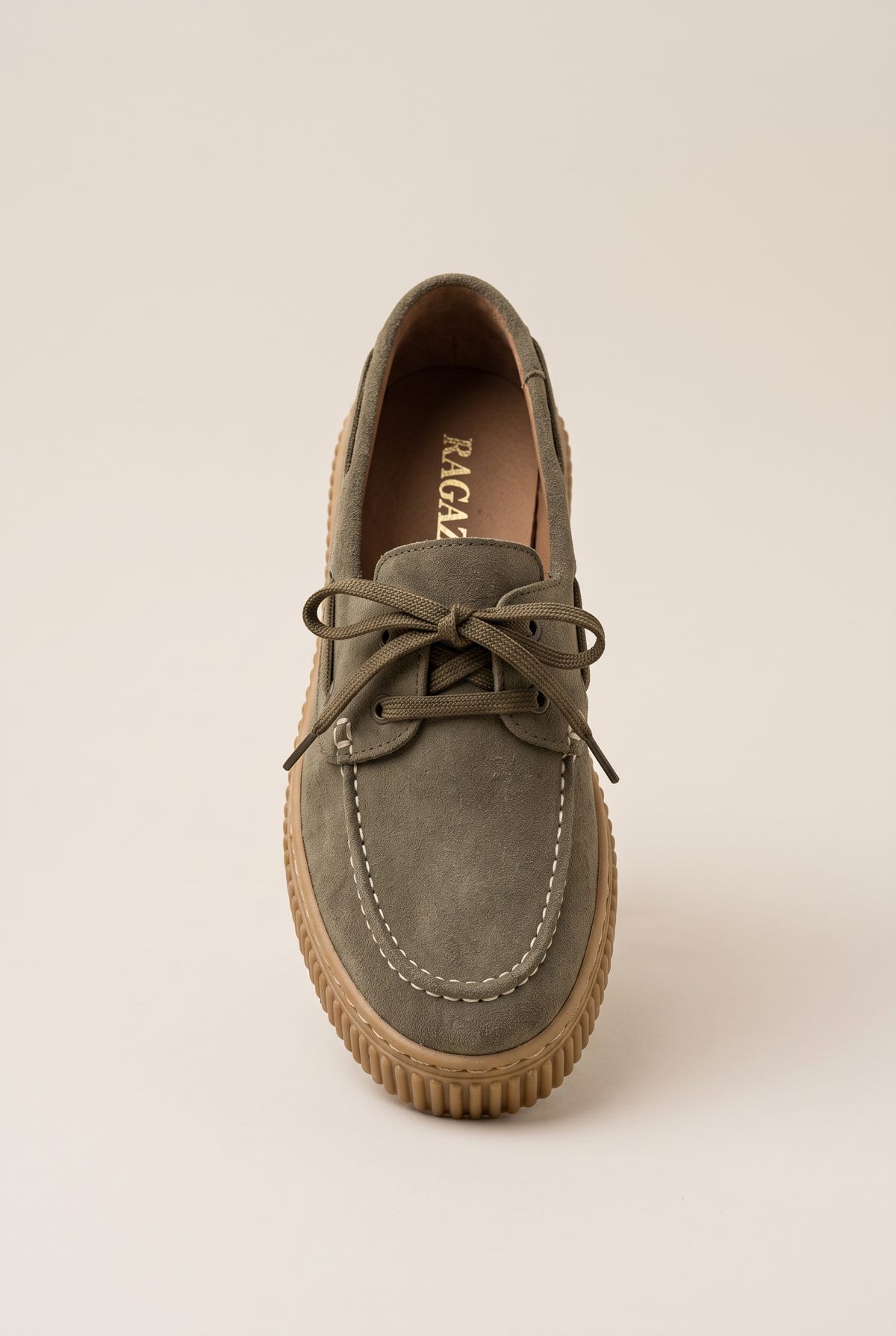 Mocassins plateforme à lacets - Daim Olive