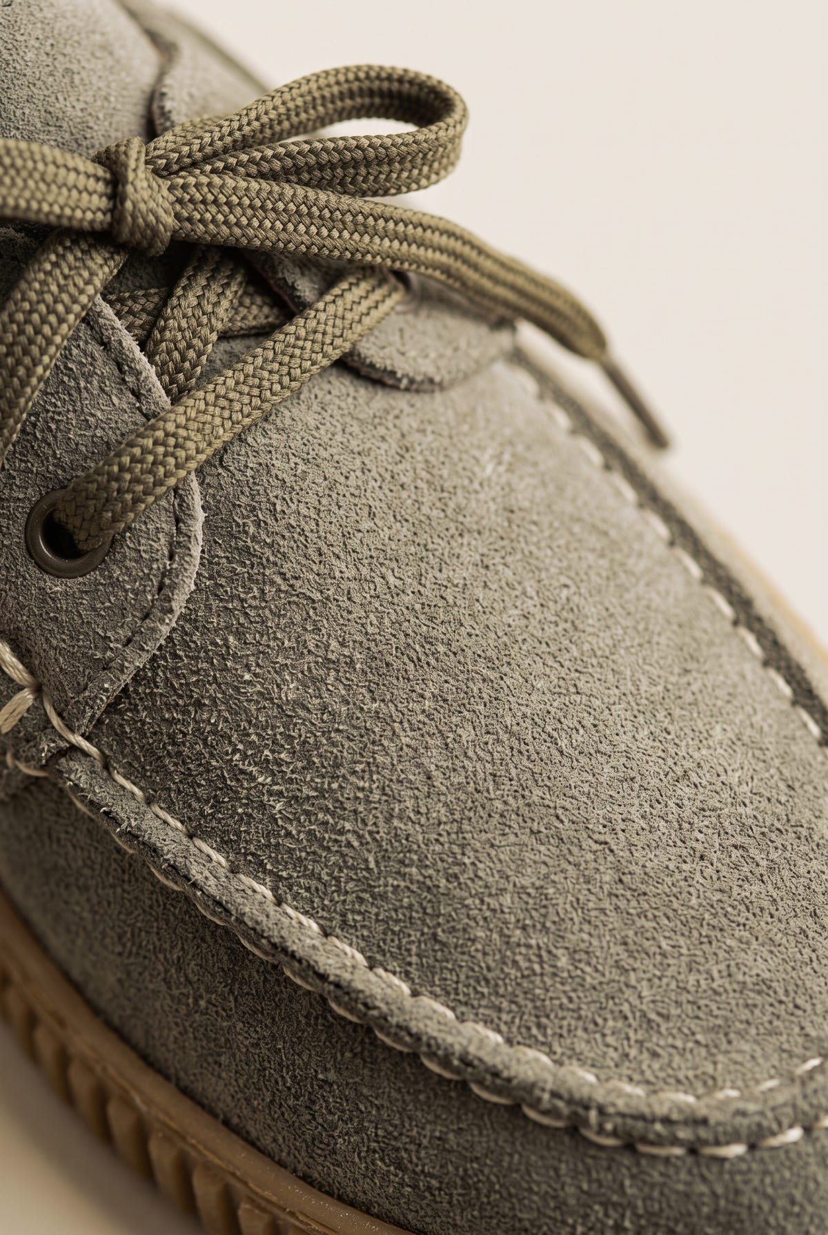 Mocassins plateforme à lacets - Daim Olive