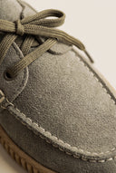 Mocassins de plataforma com atacadores - Camurça Verde Oliva