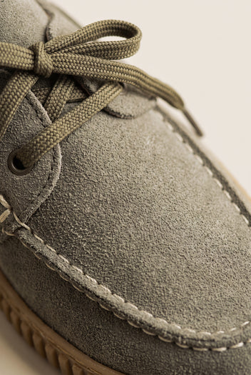 Mocassins plateforme à lacets - Daim Olive