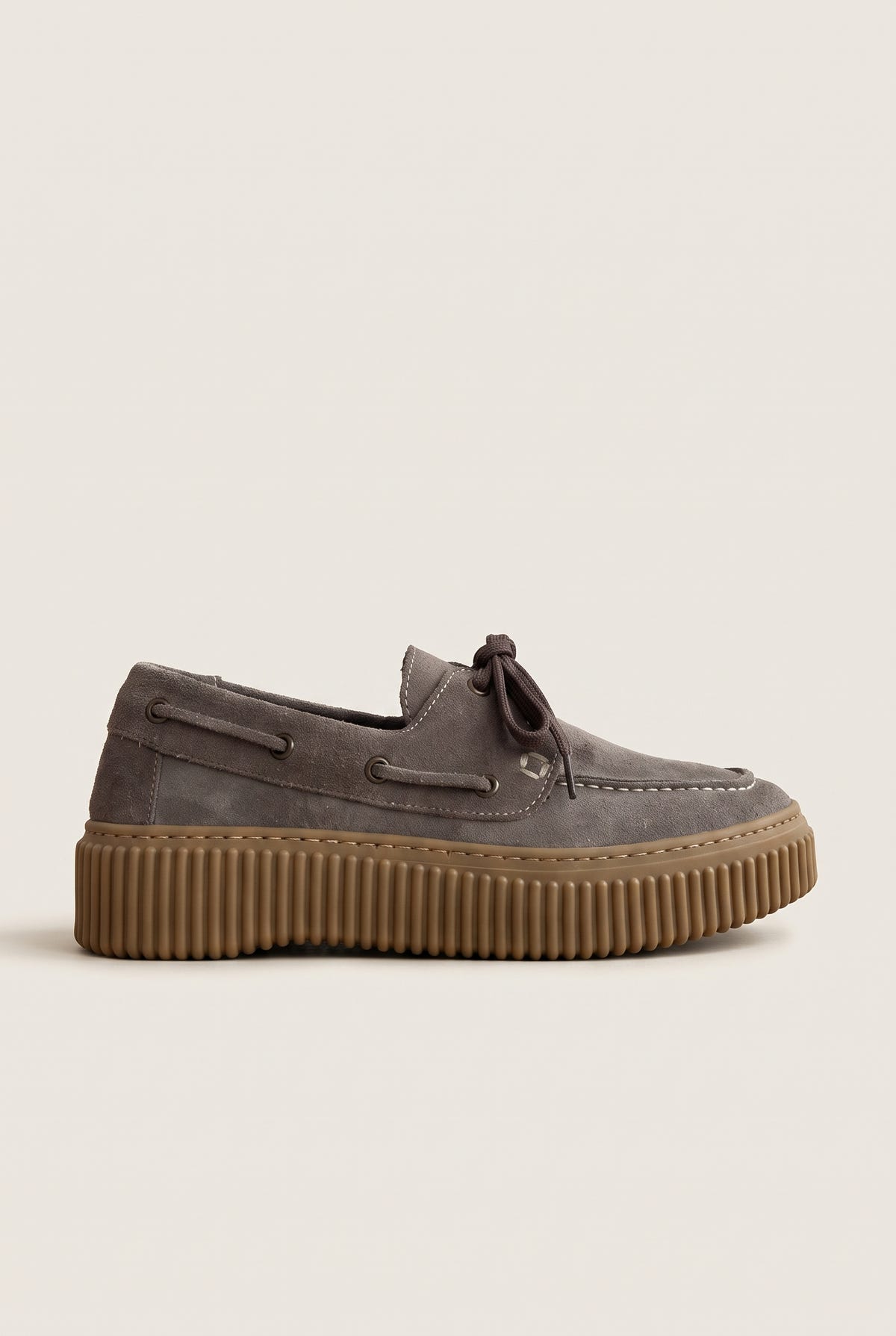 Mocassini platform con lacci - Suede Tortora