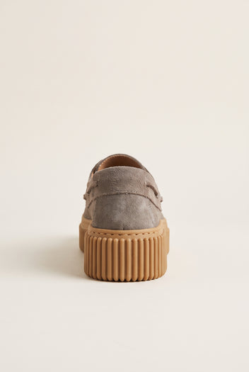 Mocassini platform con lacci - Suede Tortora
