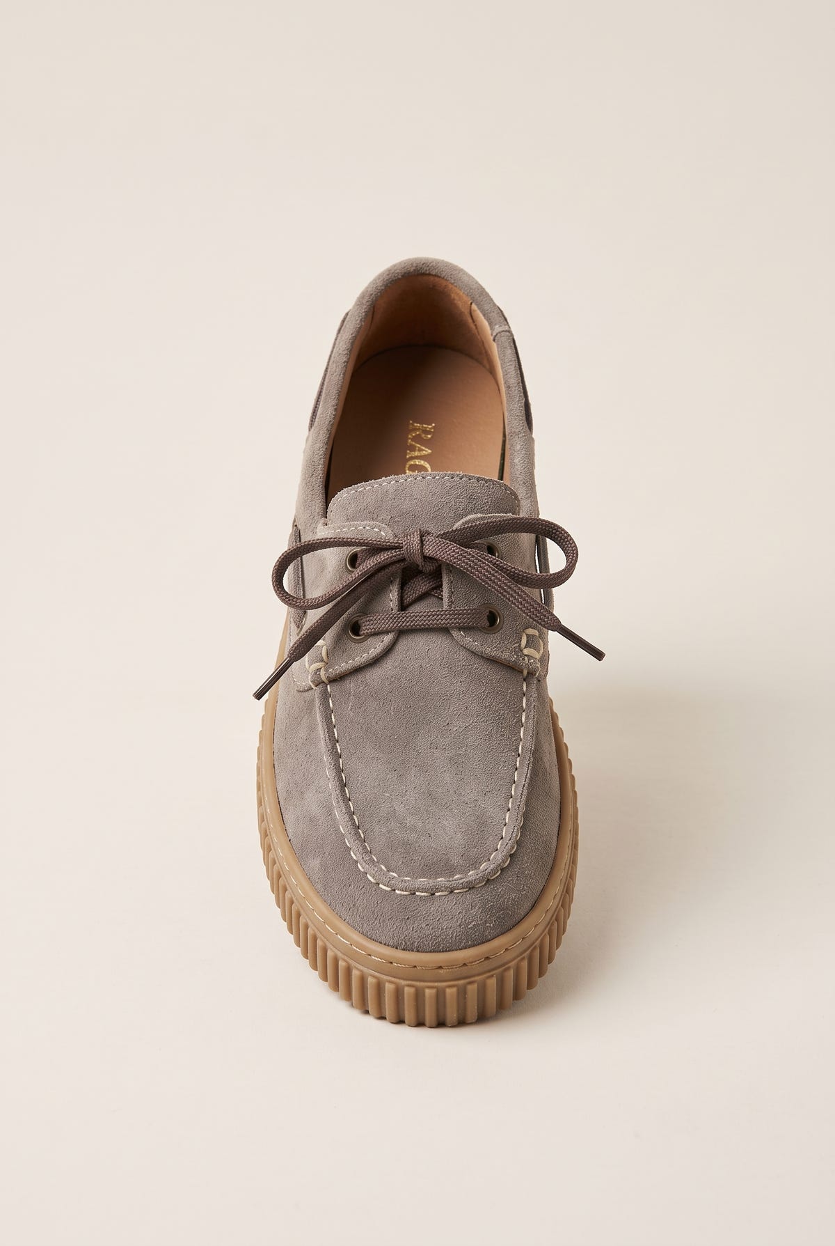 Mocassini platform con lacci - Suede Tortora