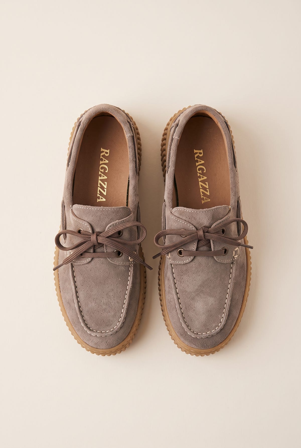 Mocassini platform con lacci - Suede Tortora