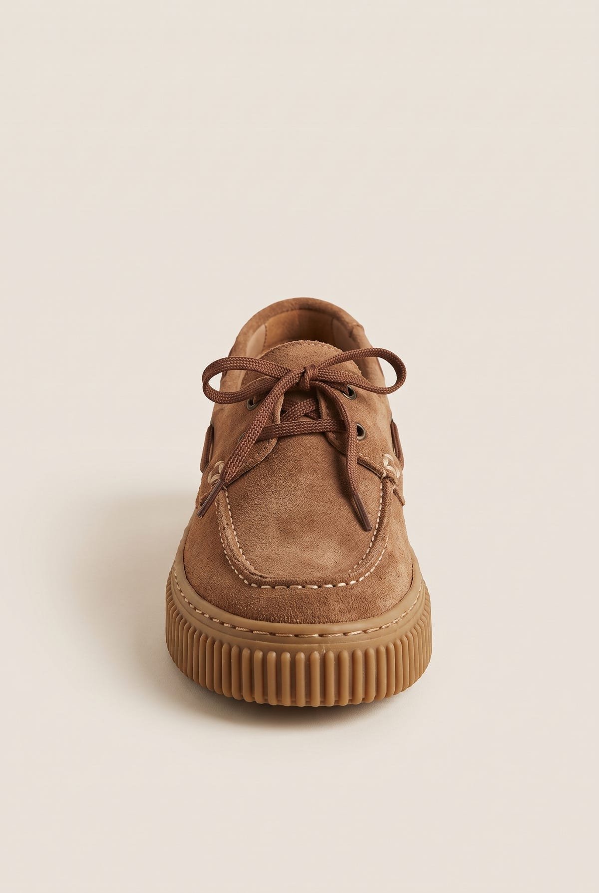 Mocassini platform con lacci - Suede Cuoio