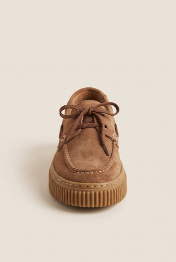 Mocassini platform con lacci - Suede Cuoio