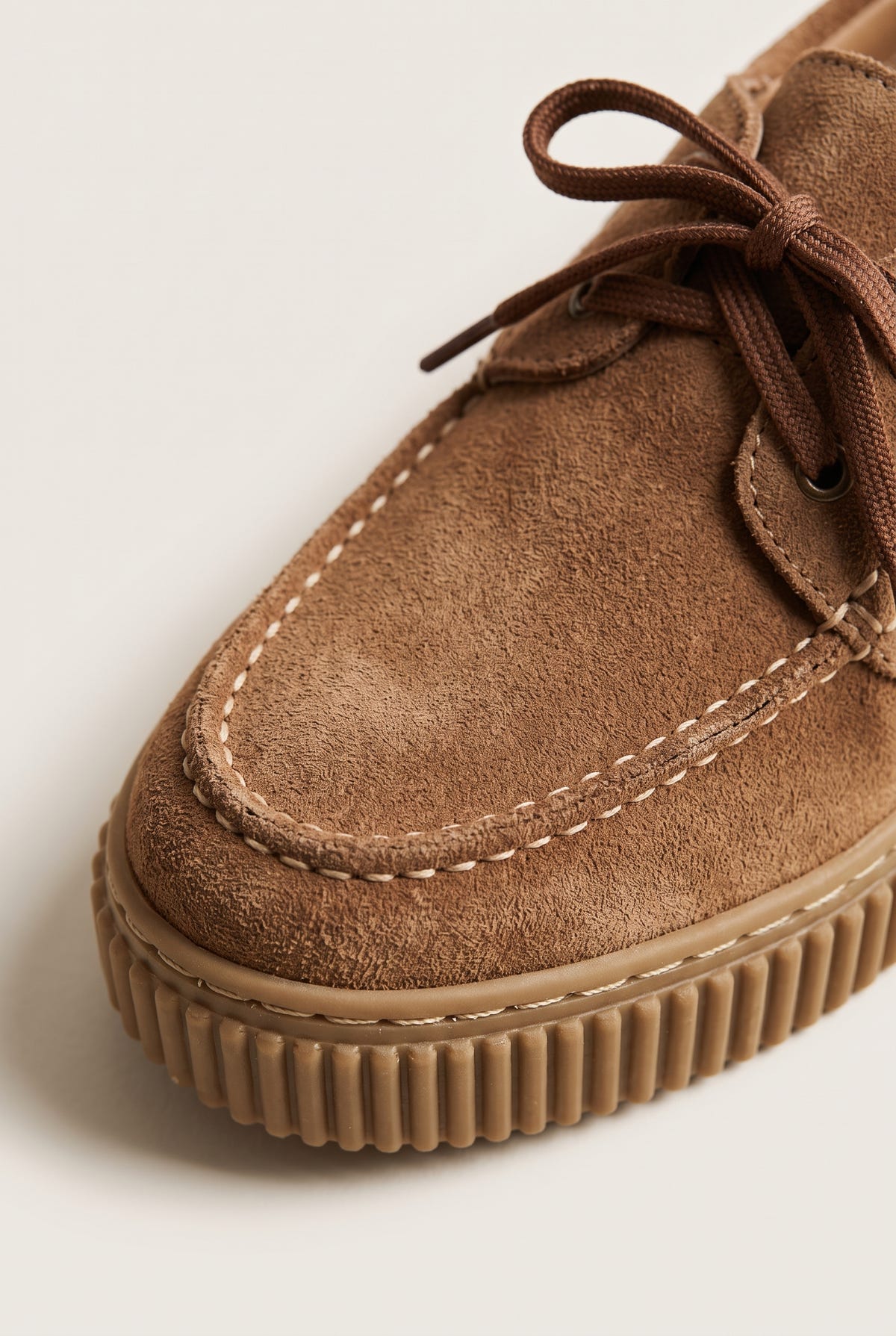 Mocassini platform con lacci - Suede Cuoio