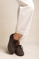 Mocasines de plataforma con cordones - Ante Marrón