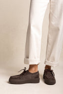 Mocasines de plataforma con cordones - Ante Marrón