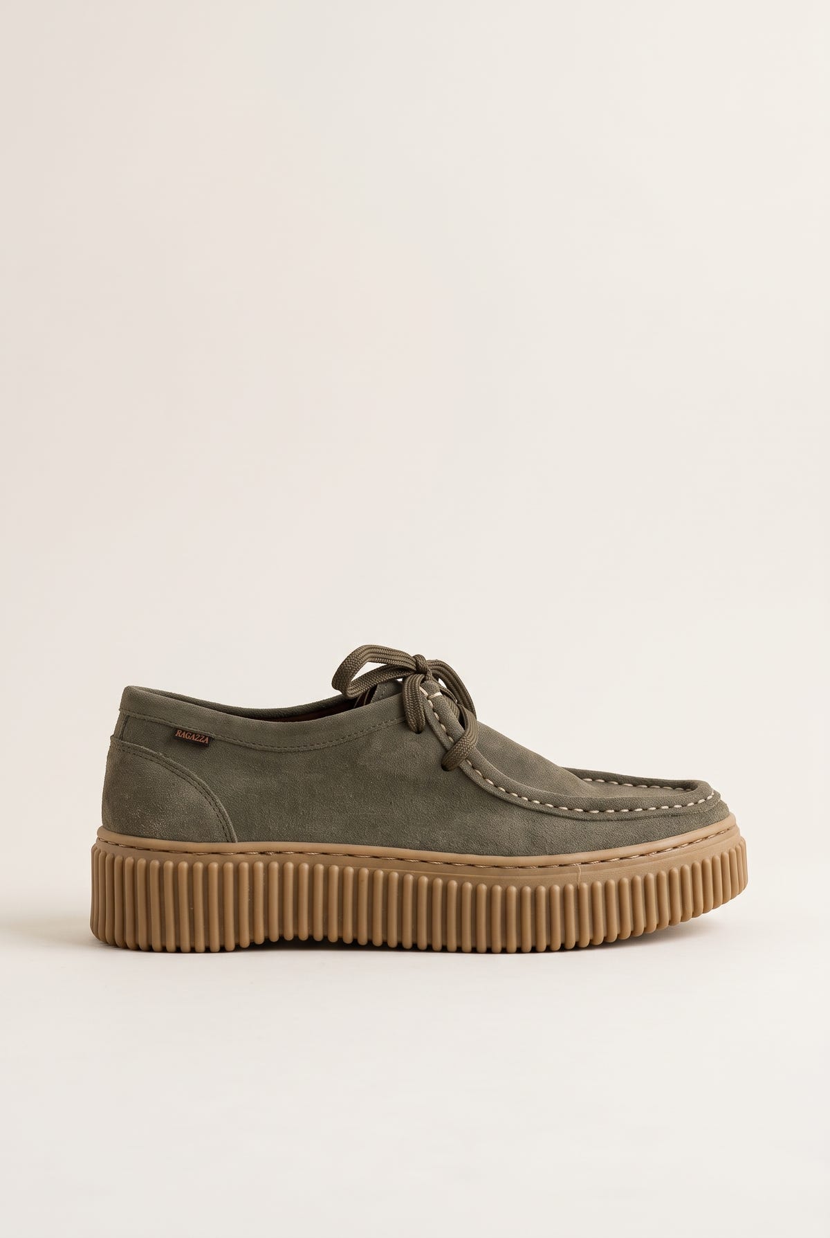 Mocassini platform con lacci - Suede Oliva