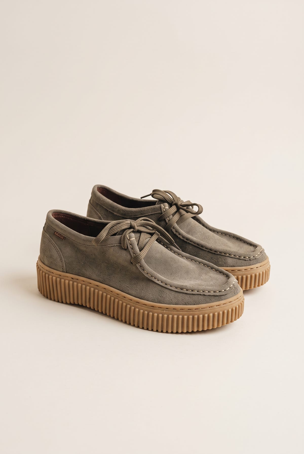 Mocassini platform con lacci - Suede Oliva