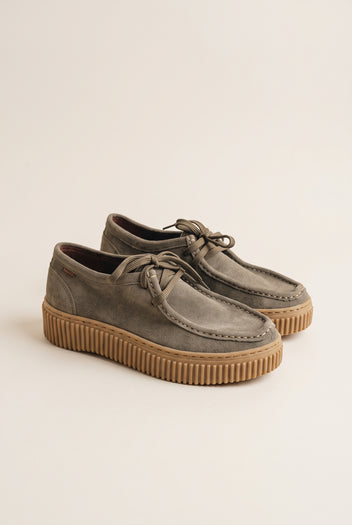 Mocassini platform con lacci - Suede Oliva