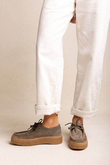 Mocassini platform con lacci - Suede Oliva