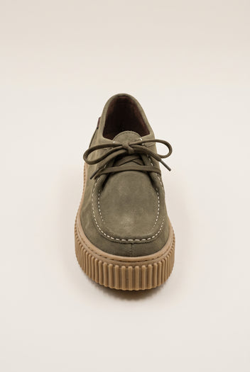 Mocassini platform con lacci - Suede Oliva