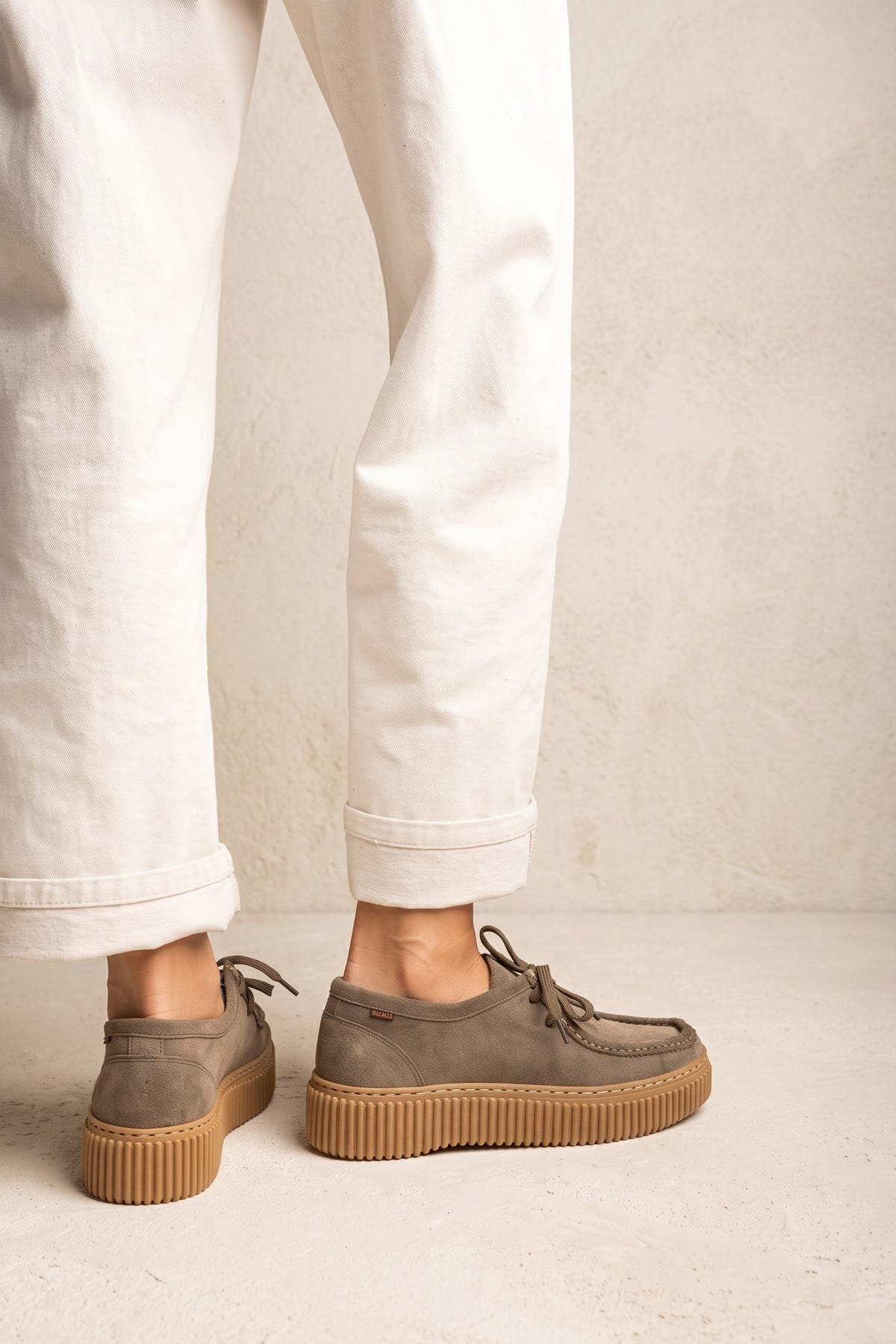 Mocassini platform con lacci - Suede Oliva