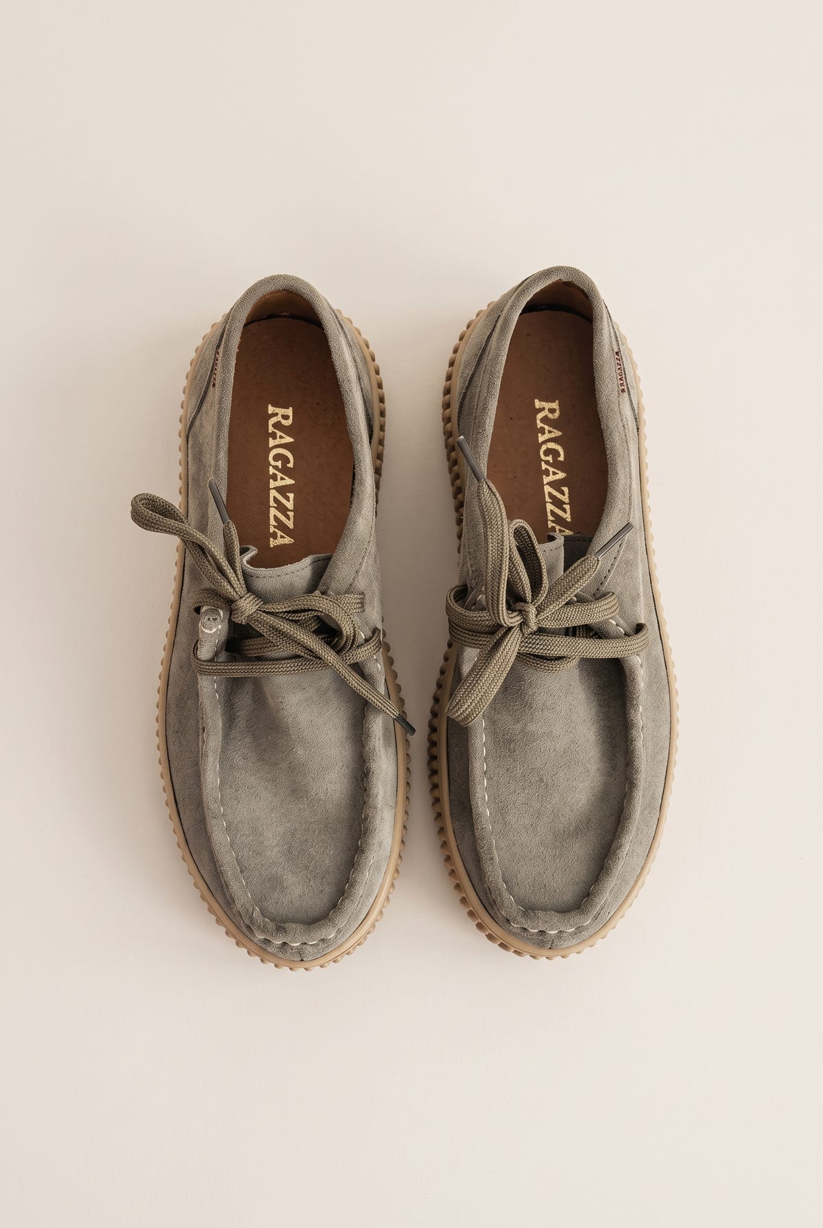 Mocassini platform con lacci - Suede Oliva