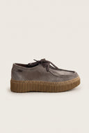 Platform Loafers Lace Up - Taupe Suede