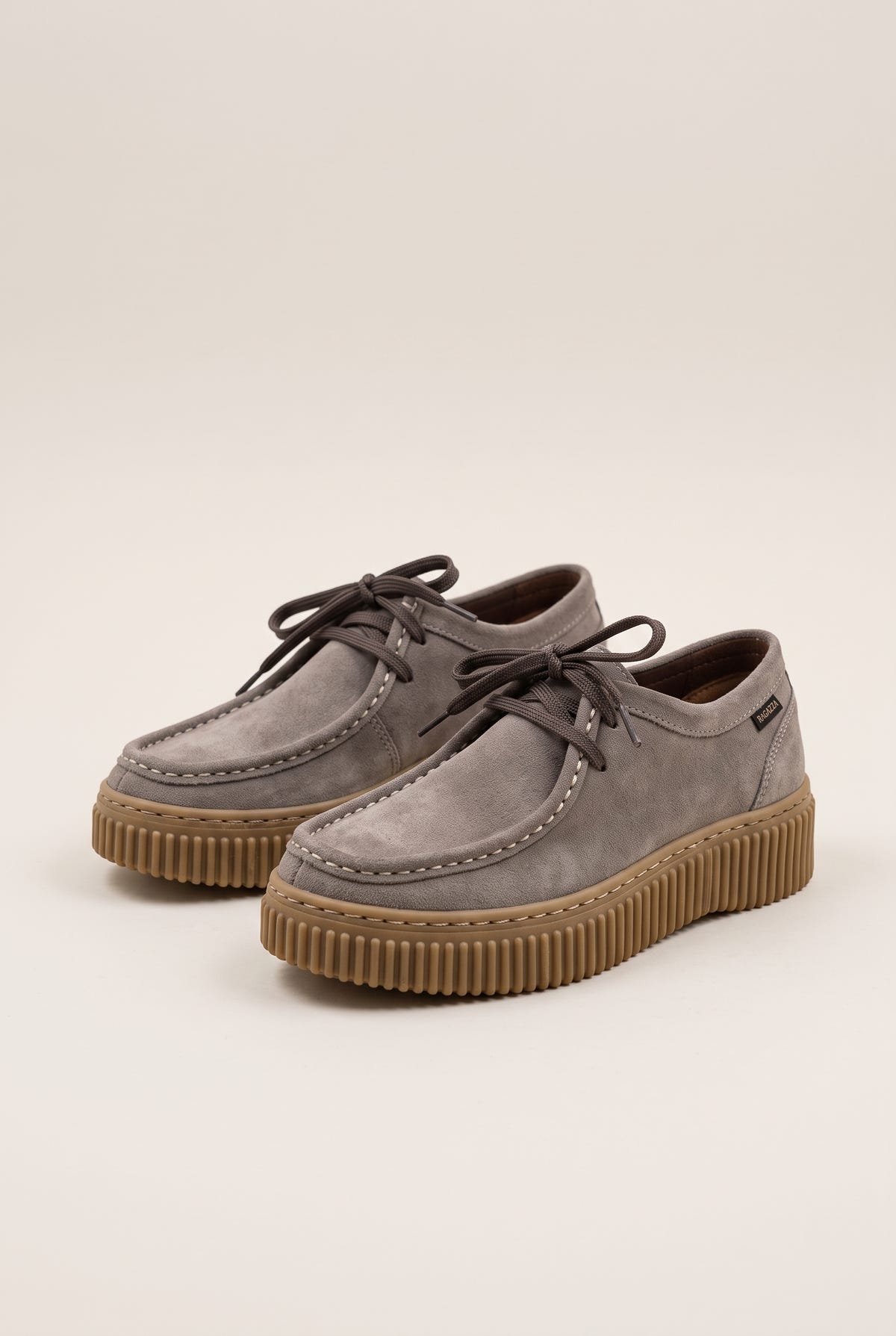 Mocassins plateforme à lacets - Daim Taupe