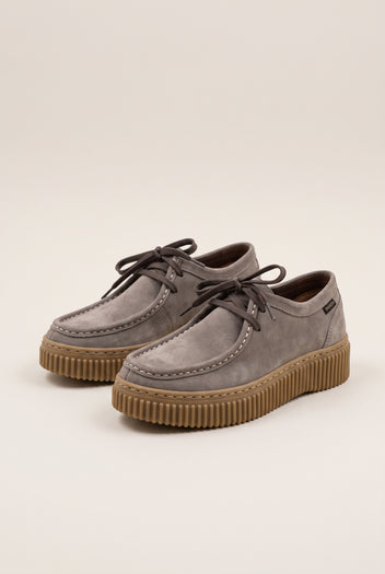 Mocassins plateforme à lacets - Daim Taupe