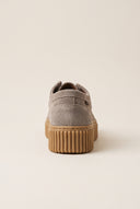 Platform Loafers Lace Up - Taupe Suede