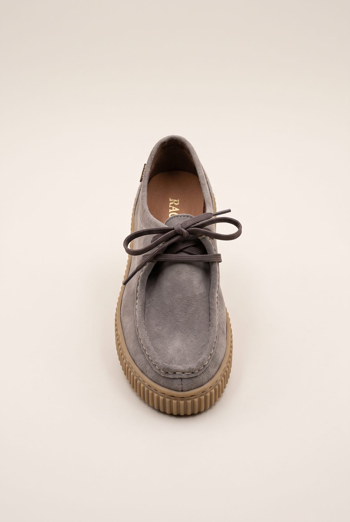 Mocassins plateforme à lacets - Daim Taupe