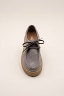 Platform Loafers Lace Up - Taupe Suede