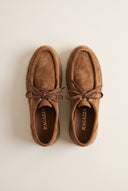 Platform Loafers Lace Up - Tan Suede