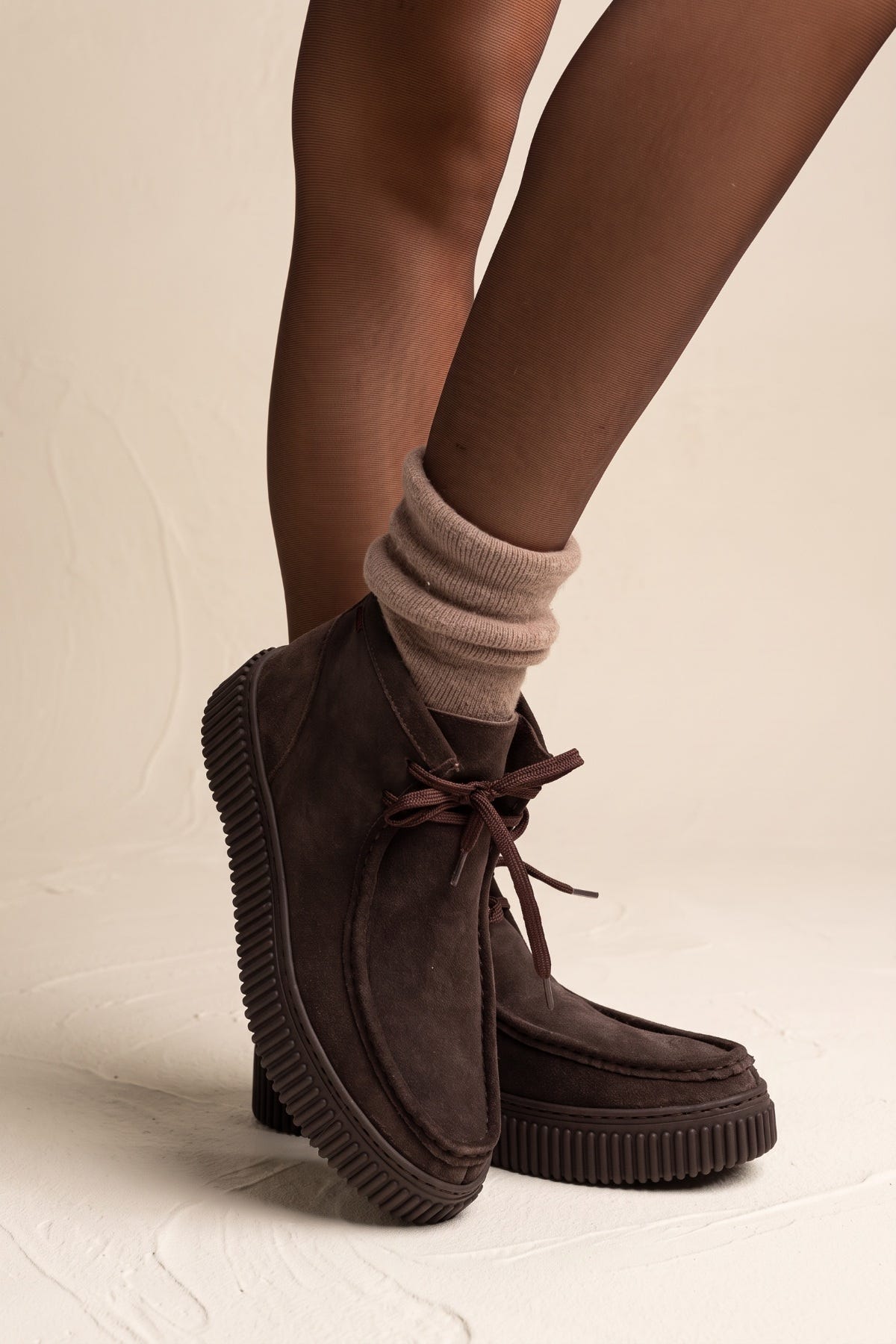 Chukka Boots Platform Gum Sole - Brown Suede