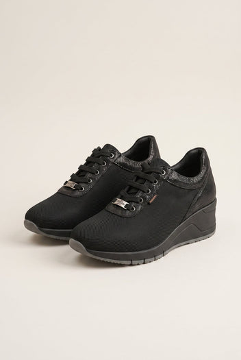 Wedge Sneakers Waterproof - Black Fabric