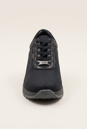 Wedge Sneakers Waterproof - Black Fabric