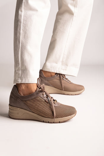 Wedge Sneakers Waterproof - Sand Fabric